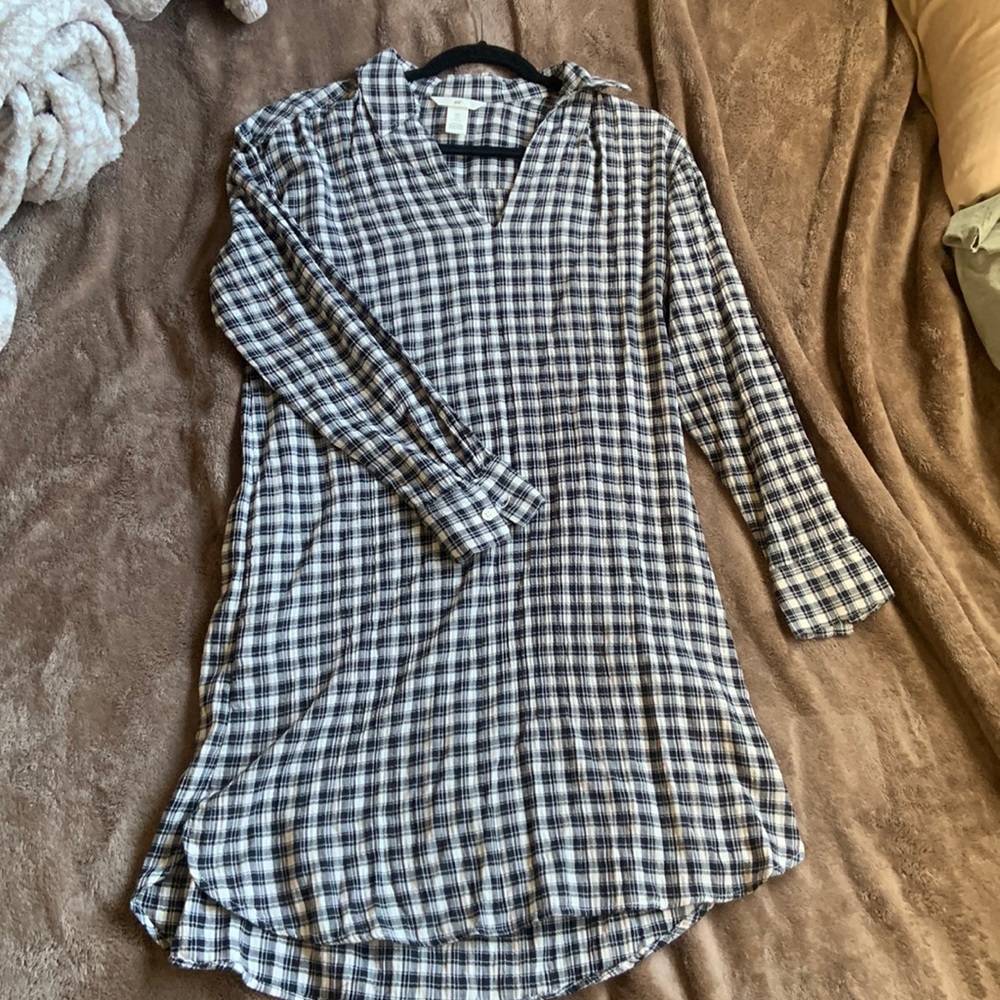 Checkered collar tee dress